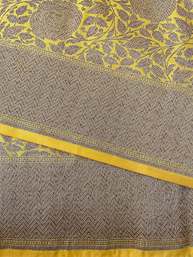 Banarasi Katan Silk Saree | Yellow | Antique Zari | Handwoven | Silk Mark Certified | Ships from California